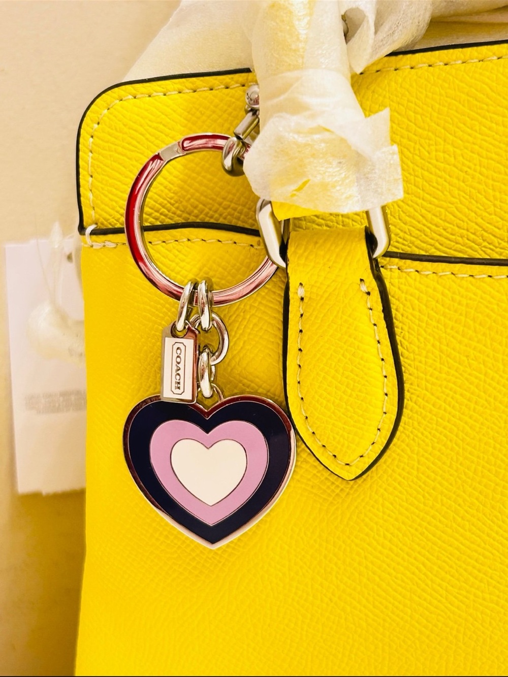NWOT Coach Purple Heart Keychain/ Bag Charm - Picture 3 of 13